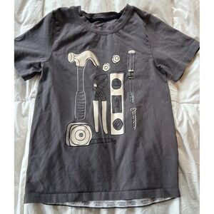 Peekaboo Beans‎ Kids Graphic T Shirt Tools Gray Short Sleeve Top Sz 7